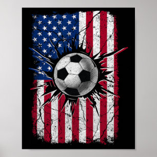 Vintage Soccer 4th Of July Men Usa American Flag B Poster