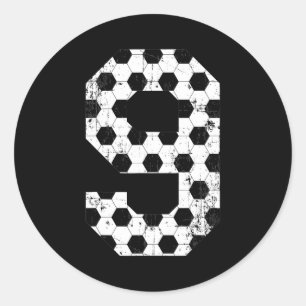 Vintage Soccer 9 Jersey Number T Shirt Classic Round Sticker