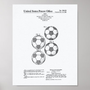 Vintage Soccer Ball 1964 Patent Art - White Paper Poster