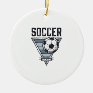 Vintage Soccer Ball Triangle Badge Shirt Design (2 Ceramic Tree Decoration