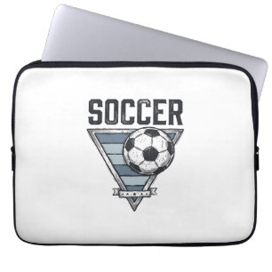 Vintage Soccer Ball Triangle Badge Shirt Design (2 Laptop Sleeve