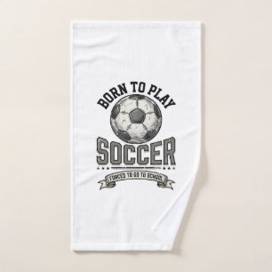 Vintage Soccer Born To Play School Shirt Design_1 Hand Towel