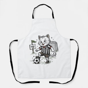Vintage Soccer Cat Engraving Shirt Design_1 Apron