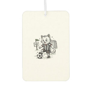 Vintage Soccer Cat Engraving Shirt Design_1 Car Air Freshener