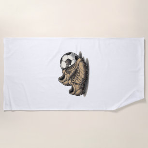 Vintage Soccer Cleats And Ball Shirt Design_1 Beach Towel