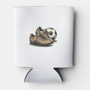 Vintage Soccer Cleats And Ball Shirt Design_1 Can Cooler