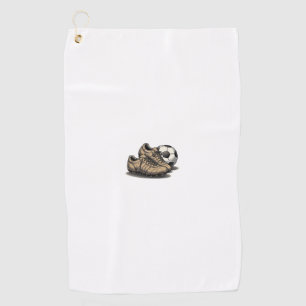 Vintage Soccer Cleats And Ball Shirt Design_1 Golf Towel
