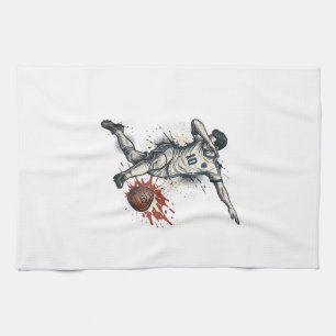 Vintage Soccer Dab Player Graphic Shirt Design_1 Tea Towel