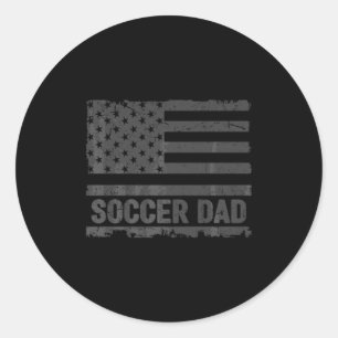 Vintage Soccer Dad America Us Flag Patriot T Shirt Classic Round Sticker