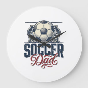 Vintage Soccer Dad Shirt Design_1 Large Clock