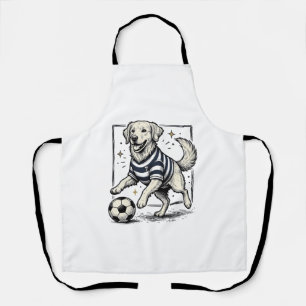 Vintage Soccer Dog Engraving Shirt Design_1 Apron
