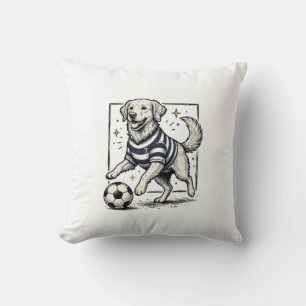 Vintage Soccer Dog Engraving Shirt Design_1 Cushion