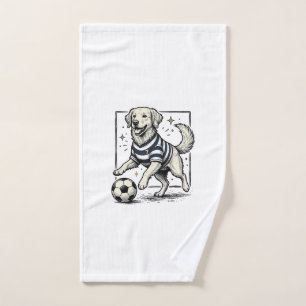 Vintage Soccer Dog Engraving Shirt Design_1 Hand Towel