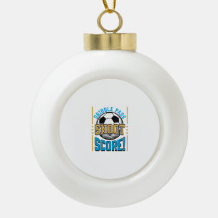 Vintage Soccer Dribble Pass Shoot Score Shirt Desi Ceramic Ball Christmas Ornament