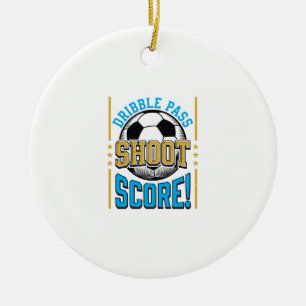 Vintage Soccer Dribble Pass Shoot Score Shirt Desi Ceramic Tree Decoration