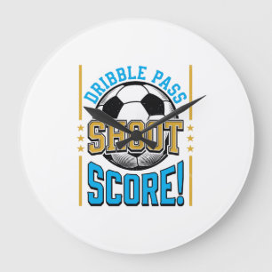 Vintage Soccer Dribble Pass Shoot Score Shirt Desi Large Clock