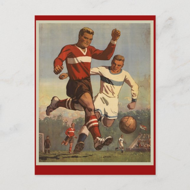 Vintage soccer football poster postcard (Front)