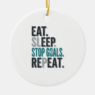 Vintage Soccer Goalie Eat Sleep Stop Goals Shirt_1 Ceramic Tree Decoration