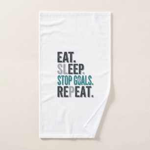 Vintage Soccer Goalie Eat Sleep Stop Goals Shirt_1 Hand Towel