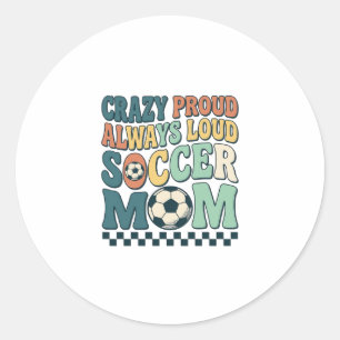 Vintage Soccer Mum Proud Loud Shirt Design_1 Classic Round Sticker