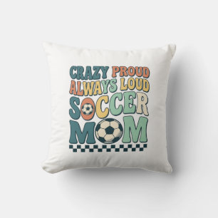Vintage Soccer Mum Proud Loud Shirt Design_1 Cushion