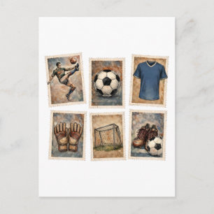 Vintage Soccer Stamps Football Collection Postcard