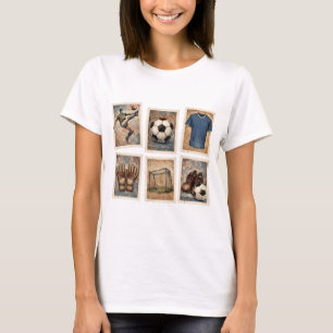 Vintage Soccer Stamps Football Collection T-Shirt
