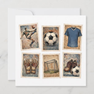 Vintage Soccer Stamps Football Collection Thank You Card