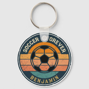 Vintage Soccer Sunset With Custom Fan Name Key Ring