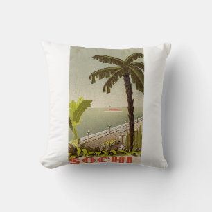 Vintage Sochi Marine Station Fine Art Travel Cushion