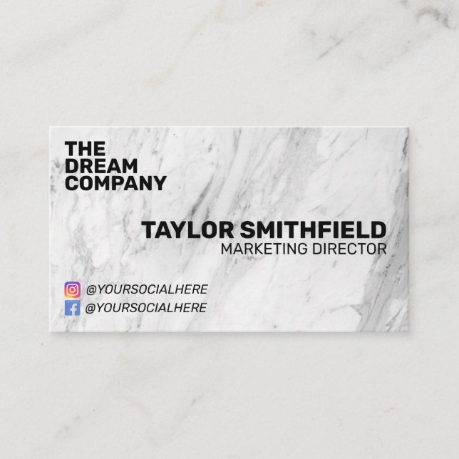 VINTAGE SOCIAL MEDIA MARBLE BUSINESS CARD (Front)