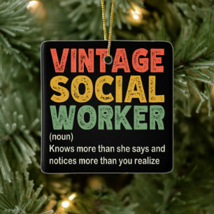 Vintage Social Worker Coworker Funny Social Worker Ceramic Ornament