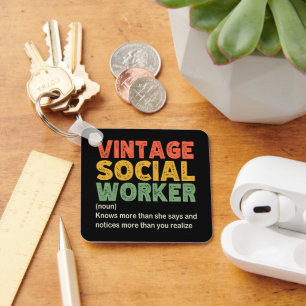 Vintage Social Worker Coworker Funny Social Worker Key Ring