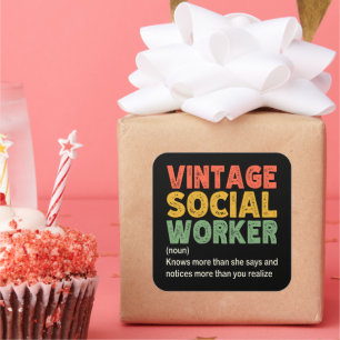 Vintage Social Worker Coworker Funny Social Worker Square Sticker