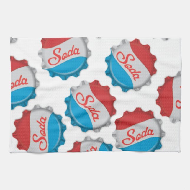 Vintage Soda Bottle Cap Tea Towel (Horizontal)