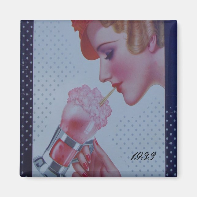 Vintage Soda Fountain 1933 Magnet (Front)