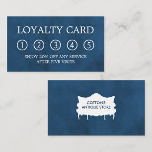 Vintage Sofa, Elegant Blue Antique Dealer Business Loyalty Card