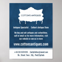 Vintage Sofa, Elegant Blue, Antique Dealer, Store