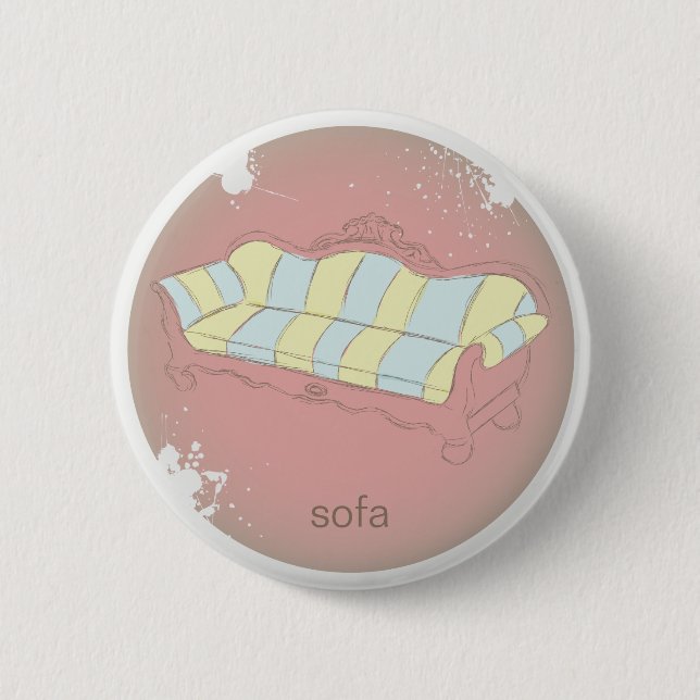 Vintage Sofa on pink background on a button (Front)