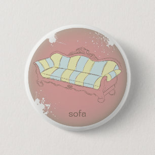 Vintage Sofa on pink background on a button