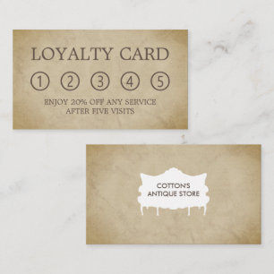 Vintage Sofa & Paper Antique Dealer Business Loyalty Card