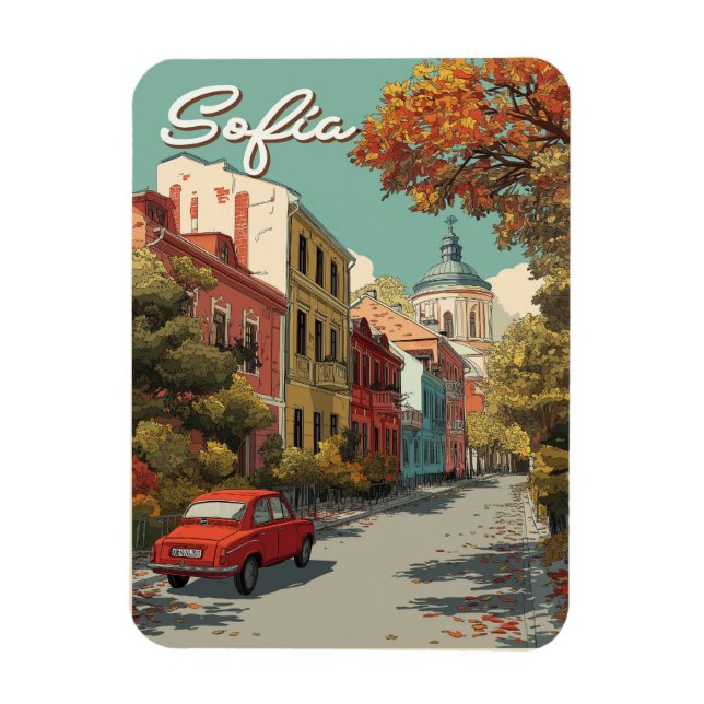 Vintage Sofia | Bulgarian Capital Travel  Magnet (Vertical)