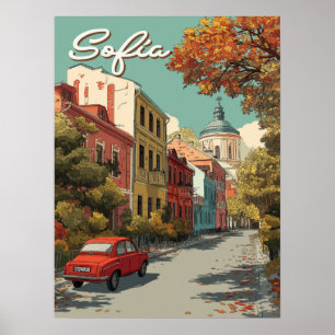 Vintage Sofia   Bulgarian Capital Travel  Poster
