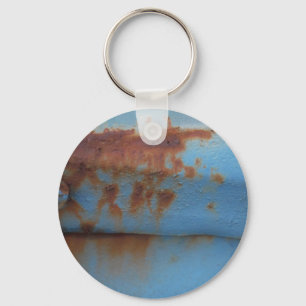 Vintage soft blue rusted key ring