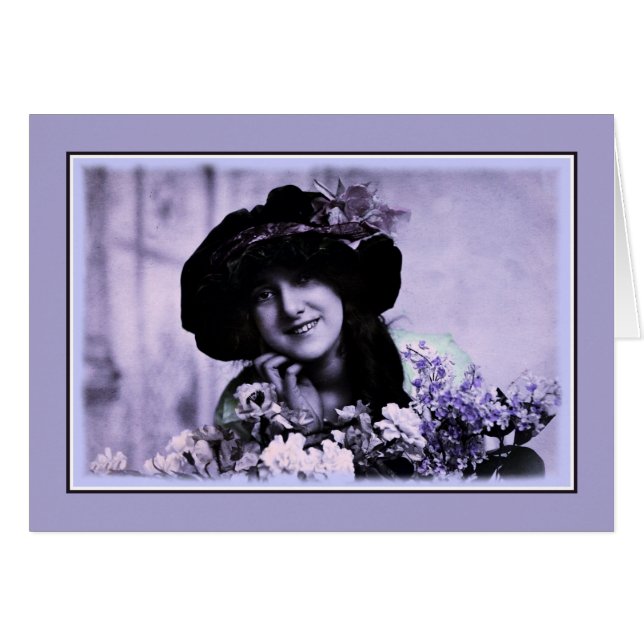 Vintage soft border glamour lady hat flowers (Front Horizontal)