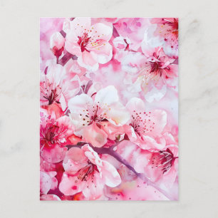 Vintage Soft Pink Petal Blossom Announcement Postcard