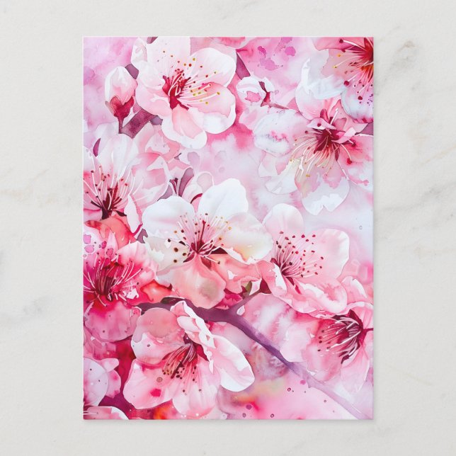 Vintage Soft Pink Petal Blossom Holiday Postcard (Front)