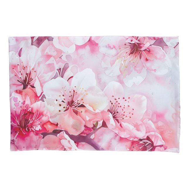 Vintage Soft Pink Petal Blossom Pillowcase (Front)