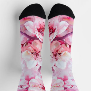 Vintage Soft Pink Petal Blossom Socks