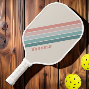 Vintage Soft Sea Shell Striped with Name Pickleball Paddle